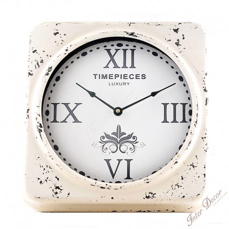 Nástěnné hodiny TIMEPEACES LUXURY Barva tmavší bílá Vintage kovové nástěnné hodiny s římskými číslicemi.
